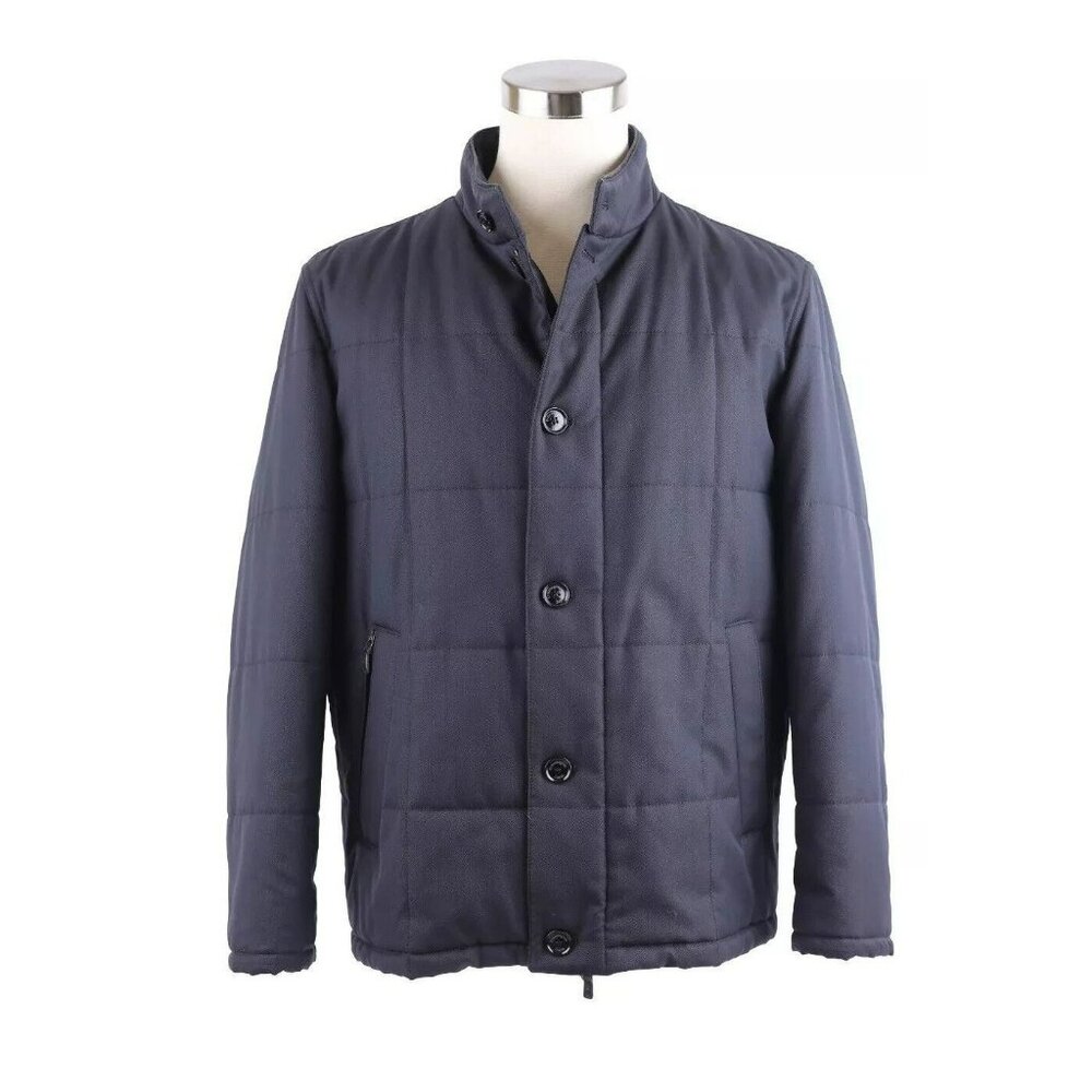 $3,250 Ermenegildo Zegna Wool Quilted Jacket SZ 56/46 3XL Navy Blue MINT